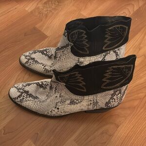 Free People Brayden Snake Western Ankle Boots